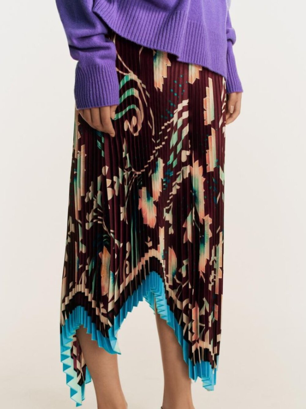 ZARA STUDIO Limited Edition Floral Printed Pleated Midi Skirt - Size XS - NWT